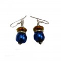 Bead Royal Blue Round with Sunrise Disk Earring