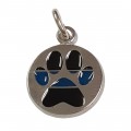 K-9 Thin Blue Line Paw Charm Sterling Silver