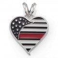 Thin Red Line Heart Pendant