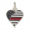 Thin Red Line Heart Charm